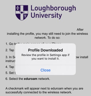 Confirmation prompt screen